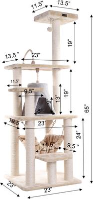 Show full view: Armarkat 65-in Faux Fur Cat Tree & Condo, Beige, 65-in slide 6 of 13