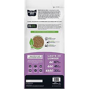 World's Best Lavender Scented Clumping Corn Cat Litter, 28-lb bag