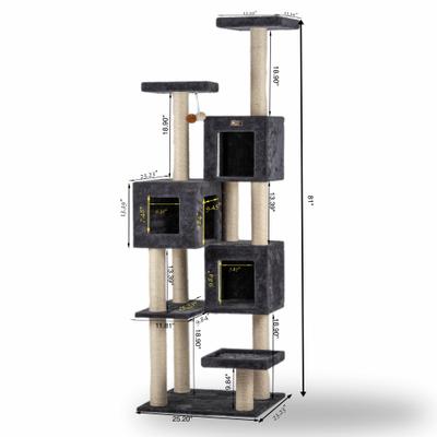 Show full view: Armarkat Real Wood Giant Cat Tower, Dark Gray, 80-in slide 6 of 12