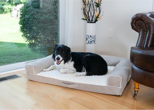 Show full view: Armarkat Bolstered Dog & Cat Bed, Ivory & Beige slide 4 of 10