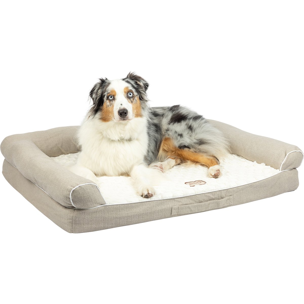 Armarkat Bolstered Dog & Cat Bed, Ivory & Beige