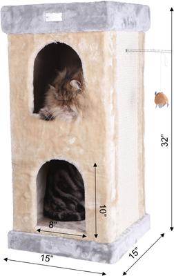 Show full view: Armarkat 32-in Faux Fur Cat Condo, Beige slide 9 of 13