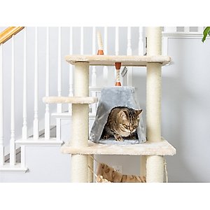 Armarkat 65-in Faux Fur Cat Tree & Condo, Beige, 65-in