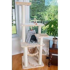 Armarkat 65-in Faux Fur Cat Tree & Condo, Beige, 65-in