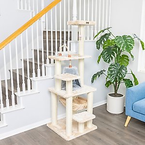 Armarkat 65-in Faux Fur Cat Tree & Condo, Beige, 65-in