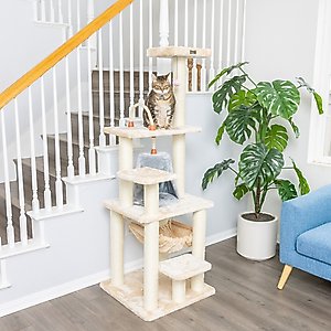 Armarkat 65-in Faux Fur Cat Tree & Condo, Beige, 65-in