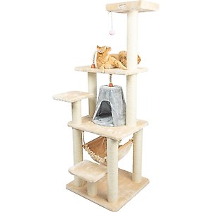 Armarkat 65-in Faux Fur Cat Tree & Condo, Beige, 65-in