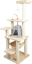 Armarkat 65-in Faux Fur Cat Tree & Condo, Beige, 65-in