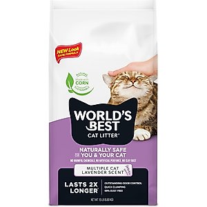 World's Best Lavender Scented Clumping Corn Cat Litter, 15-lb bag