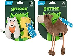 Grrreen Mahi Polar Bear Cat Plush Toy with Catnip, Multi, Small, 2 count + Camel Plush Cat Toy with Catnip, Brown, Small