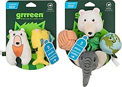 Grrreen Mahi Polar Bear Cat Plush Toy with Catnip, Multi, Small, 2 count + Earth Animals Plush Cat Toy with Catnip, Multi, Small, 5 count