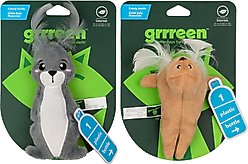 Grrreen Arctic Hare Catnip Plush Cat Toy, Grey, Small + Walrus Plush Cat Toy with Catnip, Brown, Small