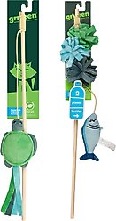 Grrreen Turtle Teaser Cat Toy with Catnip, Green, Small + Fish Teaser Cat Toy with Catnip, Multi, Small