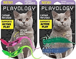 Playology Lizards with Bugs Cat Toy with Catnip, 2 count + Jelly Critters Cat Toy with Catnip, 2 count