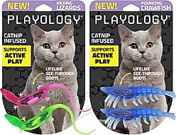 Playology Lizards with Bugs Cat Toy with Catnip, 2 count + Crawfish Cat Toy with Catnip, 2 count