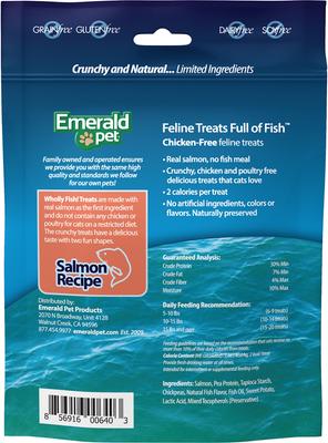 Show full view: Emerald Pet Wholly Fish! Salmon Recipe Cat Treats, 3-oz bag slide 3 of 9