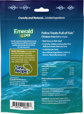 Show full view: Emerald Pet Wholly Fish! Tuna Recipe Cat Treats, 3-oz bag slide 3 of 10
