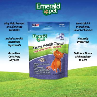 Show full view: Emerald Pet Hairball Support Grain-Free Cat Soft Chews, 2.5-oz bag slide 5 of 10
