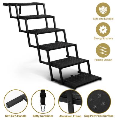 Show full view: Heeyoo Foldable Dog Car Stairs, Black, 6 steps slide 2 of 9