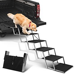 Heeyoo Foldable Dog Car Stairs, Silver, 6 steps
