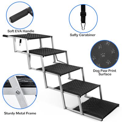 Show full view: Heeyoo Foldable Dog Car Stairs, Silver, 5 steps slide 3 of 10