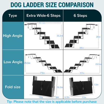 Show full view: Heeyoo Extra Wide Foldable Dog Car Stairs, Silver, 6 steps slide 7 of 9