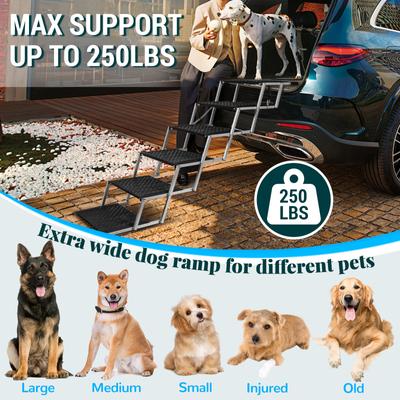 Show full view: Heeyoo Extra Wide Foldable Dog Car Stairs, Silver, 6 steps slide 6 of 9