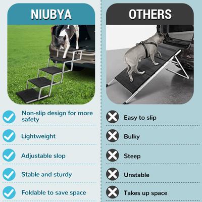 Show full view: Heeyoo Extra Wide Foldable Dog Car Stairs, Silver, 6 steps slide 4 of 9