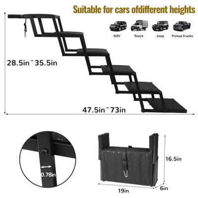 Show full view: Heeyoo Extra Wide Foldable Dog Car Stairs, Black, 6 steps slide 4 of 10