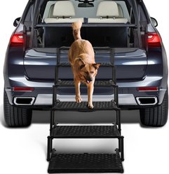 Heeyoo Extra Wide Foldable Dog Car Stairs, Black, 6 steps