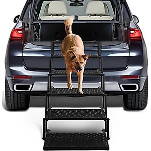 Heeyoo Extra Wide Foldable Dog Car Stairs, Black, 6 steps
