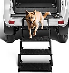 Heeyoo Extra Wide Foldable Dog Car Stairs, Black, 5 steps