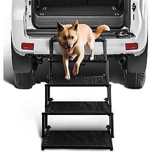 Heeyoo Extra Wide Foldable Dog Car Stairs, Black, 5 steps