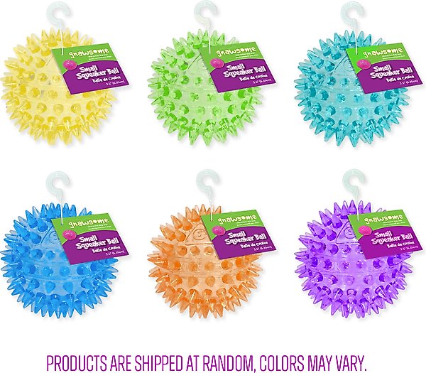 Gnawsome Squeaker Ball Dog Toy, Color Varies