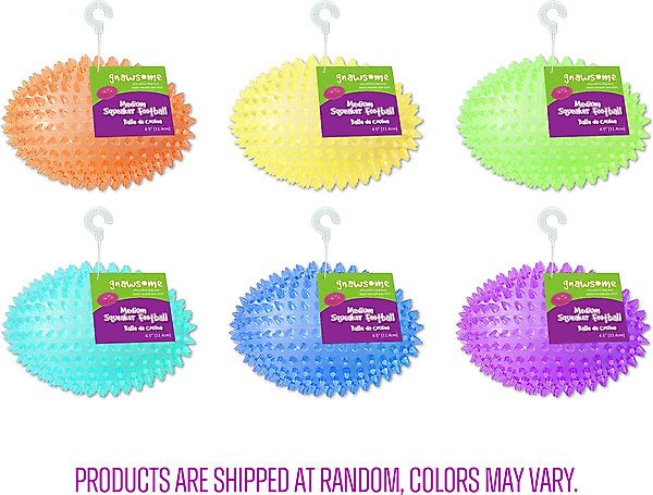 Gnawsome Squeaker Football Dog Toy, Color Varies