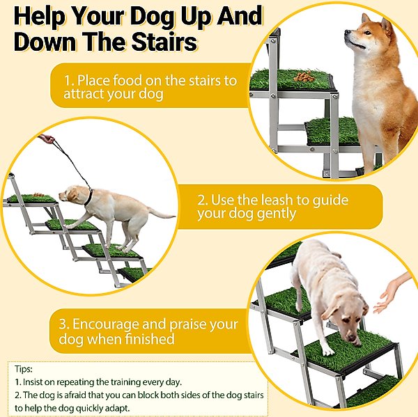 Show full view: Niubya Extra Wide Foldable Dog Car Stairs, Silver, 5 steps slide 7 of 7