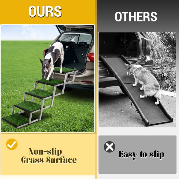 Show full view: Niubya Extra Wide Foldable Dog Car Stairs, Silver, 5 steps slide 4 of 7
