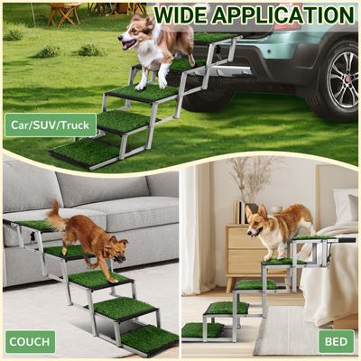 Show full view: Niubya Extra Wide Foldable Dog Car Stairs, Silver, 5 steps slide 5 of 7