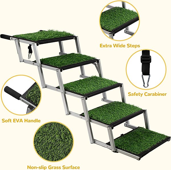 Show full view: Niubya Extra Wide Foldable Dog Car Stairs, Silver, 5 steps slide 3 of 7