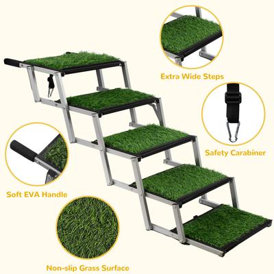 Show full view: Niubya Extra Wide Foldable Dog Car Stairs, Silver, 5 steps slide 3 of 7