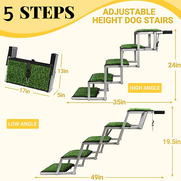 Show full view: Niubya Foldable Dog Car Stairs, Silver, 5 steps slide 2 of 7