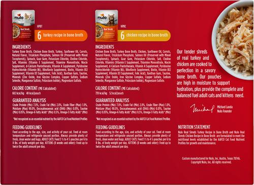 Show full view: Nulo Real Shreds Variety Pack Grain-Free Wet Cat & Kitten Food, 2.5-oz pouch, case of 12 slide 5 of 11