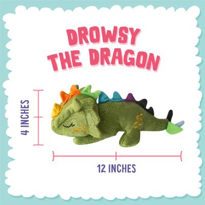 Show full view: Snugarooz Drowsy the Dragon Squeaky Dog Plush Toy, Green slide 4 of 5
