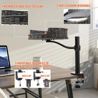 Show full view: Niubya Adjustable Hammock Cat Desk Bed, Grey, 2 Piece, Grey slide 6 of 8