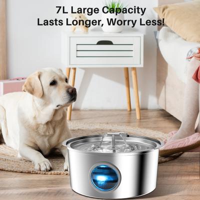 Show full view: VIVIPAL Extra Stainless Steel Dual-Outlet Dog & Cat Fountain, 7-L slide 3 of 10
