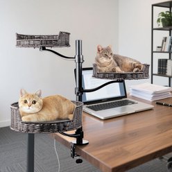 Niubya Adjustable Hammock Cat Desk Bed, Grey, 3 Piece, Grey