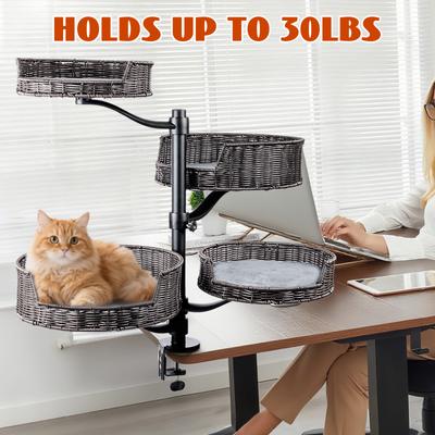 Show full view: Niubya Adjustable Hammock Cat Desk Bed, Grey, 4 Piece, Grey slide 7 of 7