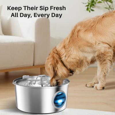 Show full view: VIVIPAL Extra Stainless Steel Dual-Outlet Dog & Cat Fountain, 7-L slide 9 of 10