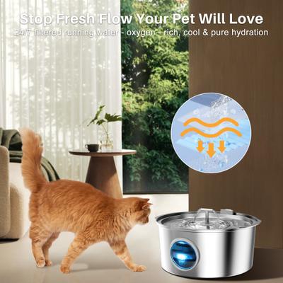 Show full view: VIVIPAL Extra Stainless Steel Dual-Outlet Dog & Cat Fountain, 7-L slide 5 of 10