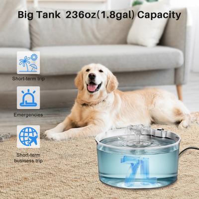 Show full view: VIVIPAL Super Quiet Indoor Water Fountain for Large Dogs & Big Cats, 1.8-gal slide 2 of 8